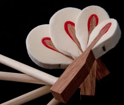Mahogany wood core T stapled double felted hammers