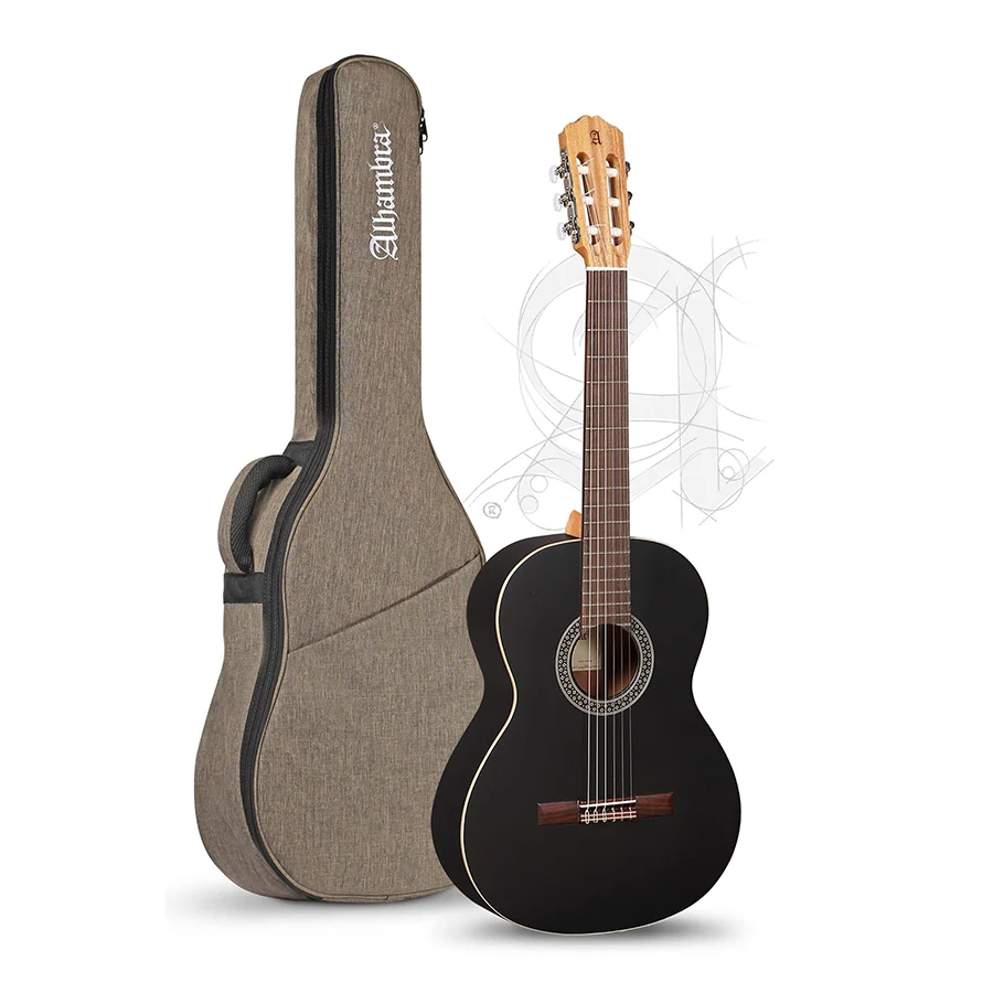 Guitarra Clássica Alhambra 1 C Black Satin c/saco 10mm - Electromúsica